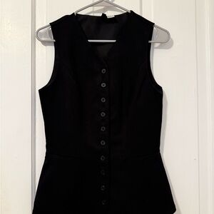 Black Button-Front Vest Top